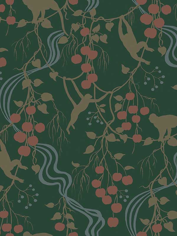Linden Jungle Canopy fabric in dark green color - pattern number 4147-80008 - by A Street Prints in the Haberdashery collection