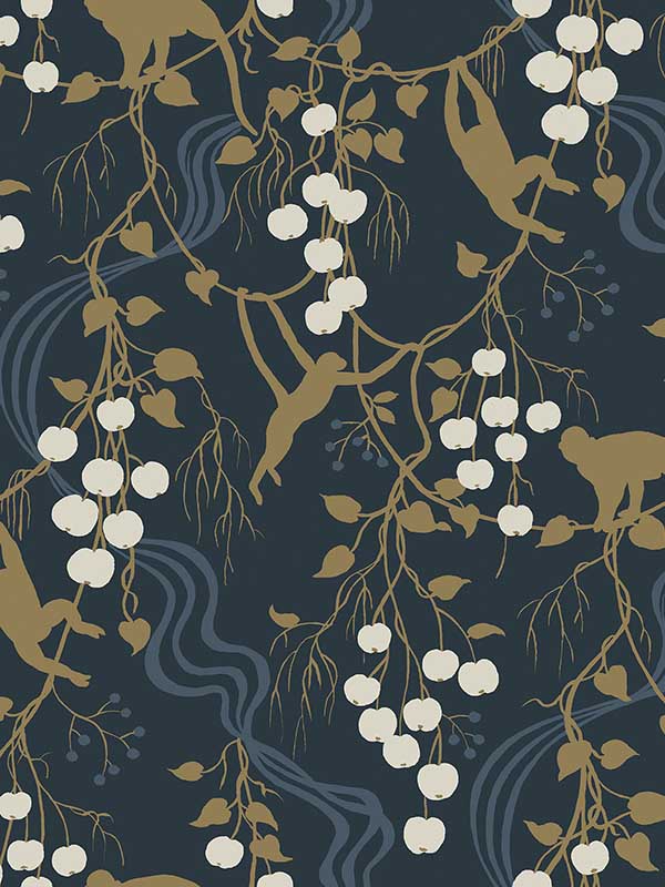 Linden Jungle Canopy wallpaper in navy color - pattern number 4147-80010 - by A Street Prints in the Haberdashery collection
