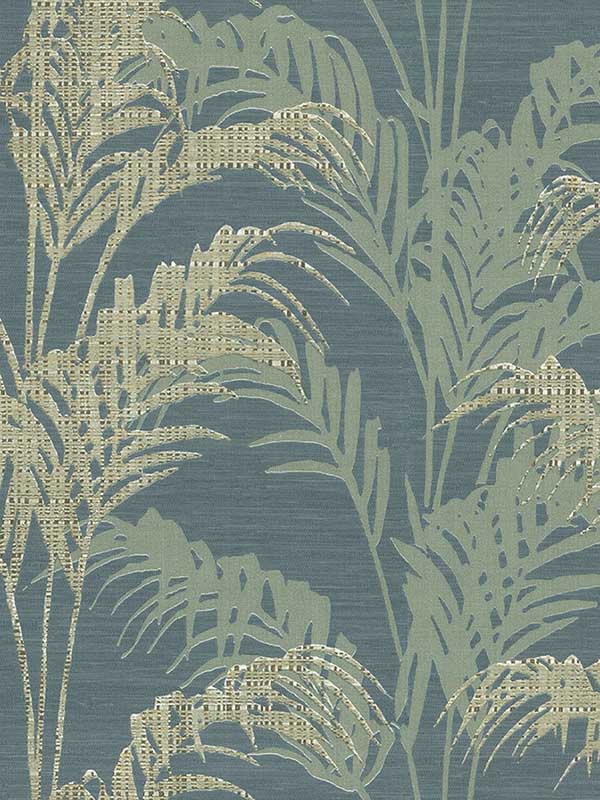 Rattan Palm wallpaper in teal color - pattern number 4168-17731 - by Advantage in the Kitchen and Bath 2 collection
