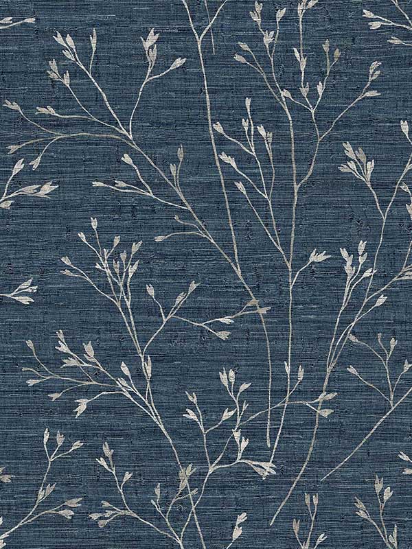 Withington Branch wallpaper in ocean deep color - pattern number TH90302 - by Seabrook in the Fibers and Threads collection