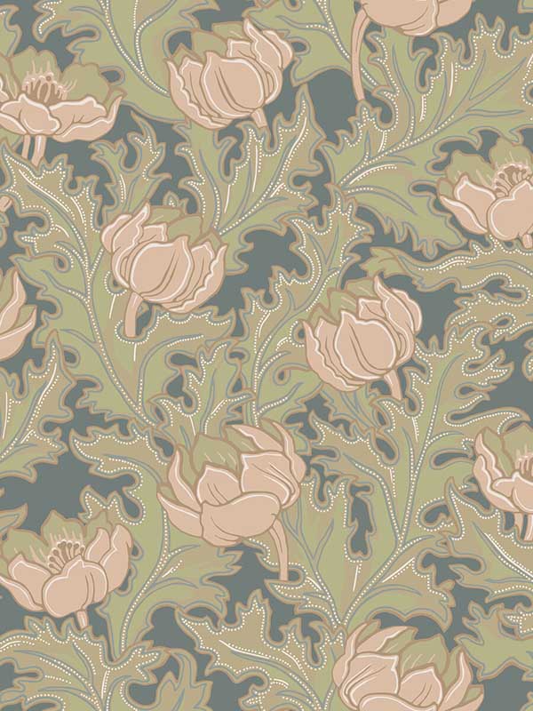 Willem wallpaper in sage color - pattern number WDR1001.WT.0 - by Winfield Thybony in the Archival Wallpaper Collection collection