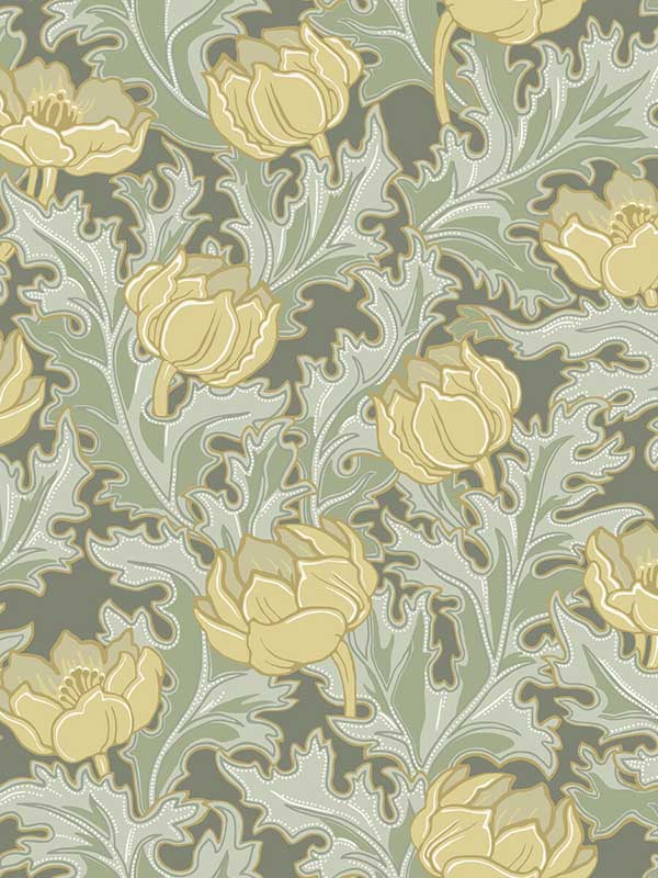 Willem wallpaper in olive color - pattern number WDR1002.WT.0 - by Winfield Thybony in the Archival Wallpaper Collection collection