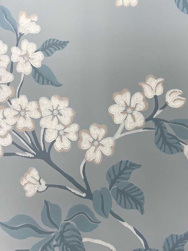 Blomma wallpaper in federal blue color - pattern number WDR1026.WT.0 - by Winfield Thybony in the Archival Wallpaper Collection collection