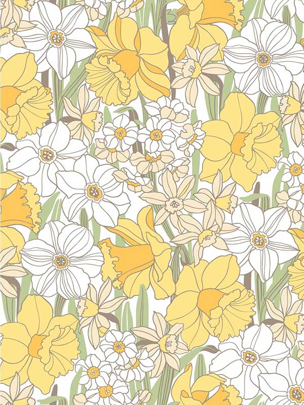 Juni wallpaper in harvest gold color - pattern number WDR1041.WT.0 - by Winfield Thybony in the Archival Wallpaper Collection collection