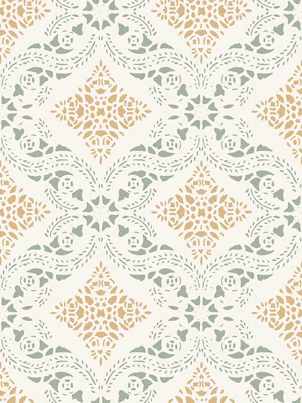 Morrissey wallpaper in ochre color - pattern number WDR1061.WT.0 - by Winfield Thybony in the Archival Wallpaper Collection collection