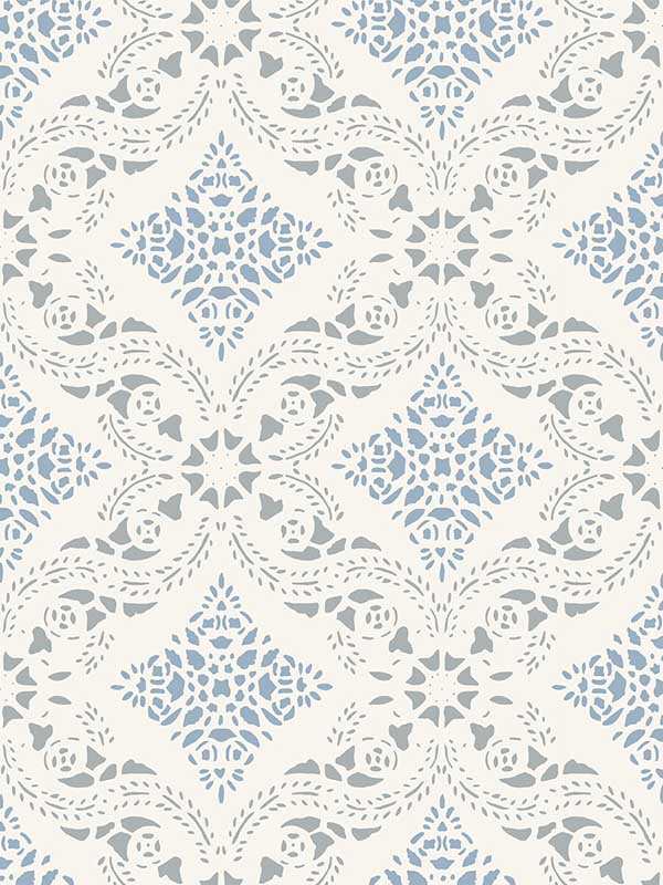 Morrissey wallpaper in blue color - pattern number WDR1062.WT.0 - by Winfield Thybony in the Archival Wallpaper Collection collection
