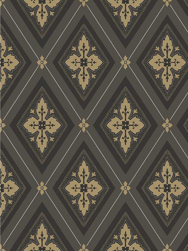 Lily wallpaper in onyx color - pattern number WDR2023.WT.0 - by Winfield Thybony in the Historical Wallpaper Collection collection