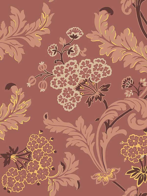 Emma wallpaper in georgian red color - pattern number WDR2037.WT.0 - by Winfield Thybony in the Historical Wallpaper Collection collection