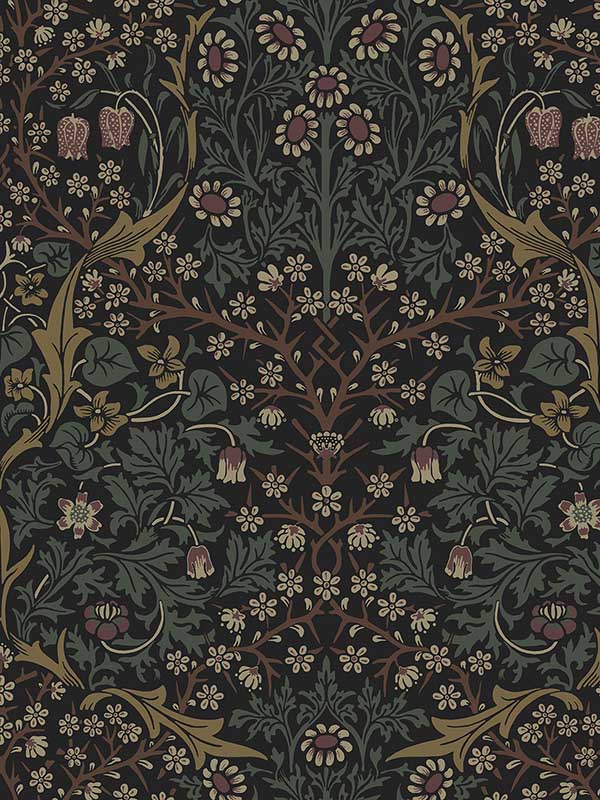 Victorian Garden Floral Prepasted fabric in blacksmith and cliffside color - pattern number EP10116 - by Seabrook in the Etten Prepasted Wallcovering collection
