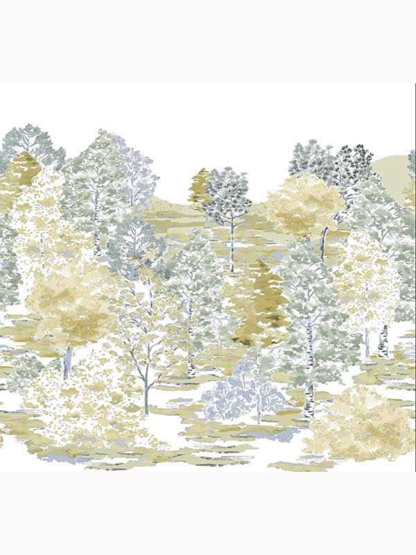 Bernwood 6 Panel mural in ochre yellow color - pattern number 130117 - by Laura Ashley in the Laura Ashley Spring Summer 2025 Collection collection