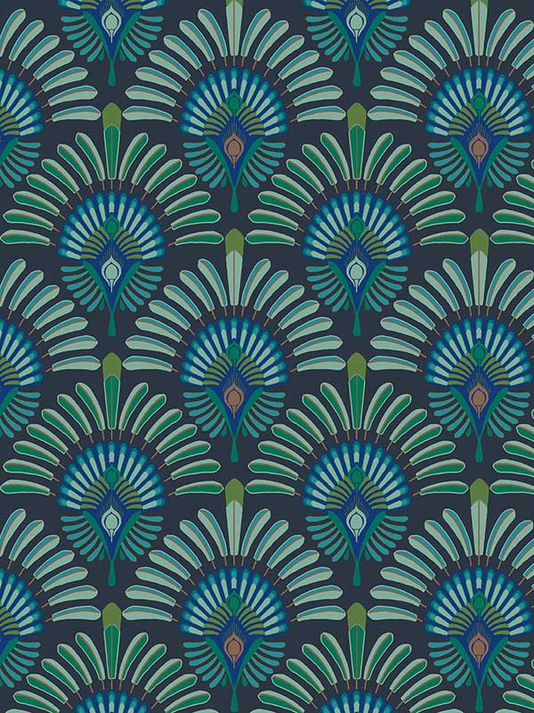 Transform Peacock Peel and Stick fabric in green color - pattern number 129645 - by Graham and Brown in the Transform Drop 3 Peel and Stick Wallpaper collection