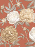 Peony Bloom wallpaper in orange color - pattern number VRAD05-375 - by Veer Decor in the Adele collection