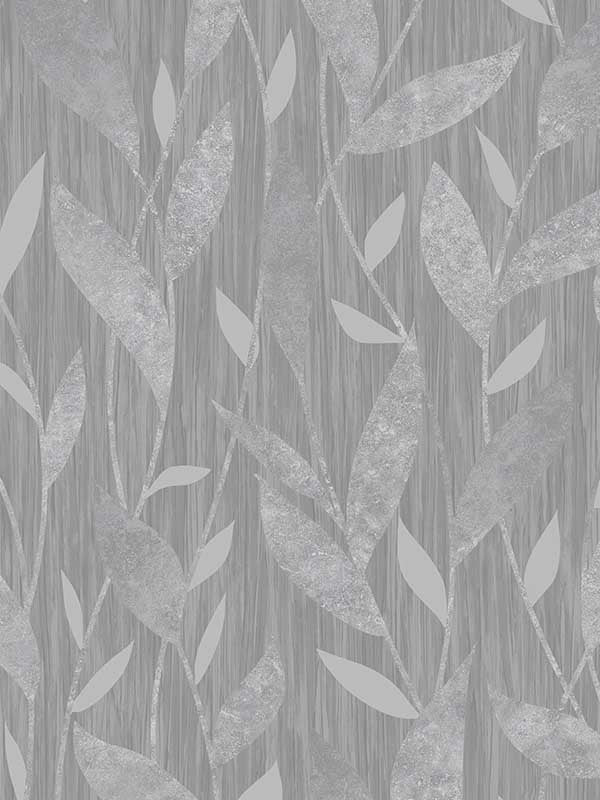 Dancing Leaves Trail wallpaper in grey color - pattern number VRAD09-765 - by Veer Decor in the Adele collection