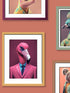 Funky Animal Portraits fabric in orange color - pattern number VRAR05-167 - by Veer Decor in the Artifice collection