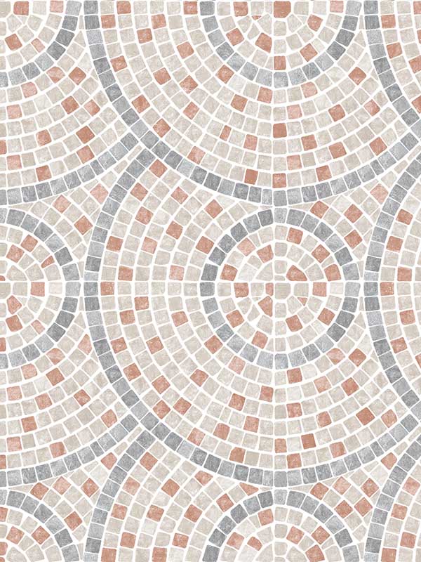 Mosaic Mirage fabric in terracotta color - pattern number VRAR10-367 - by Veer Decor in the Artifice collection