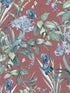 Mint Birds Dragonflies Botanical wallpaper in red color - pattern number VRBT10-746 - by Veer Decor in the Botanique collection