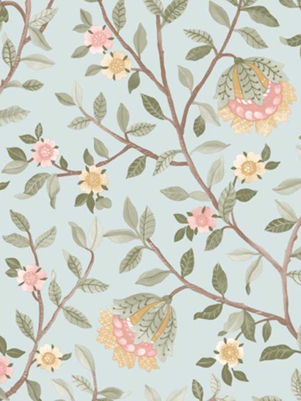 Vintage Botanical Blooms wallpaper in green color - pattern number VRBT24-991 - by Veer Decor in the Botanique collection