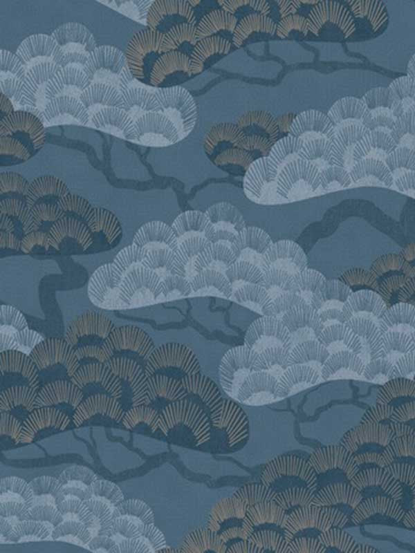 Bonsai Grove fabric in blue color - pattern number VREL01-446 - by Veer Decor in the Elegance collection