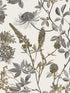 Botanical Print fabric in grey color - pattern number VREL09-854 - by Veer Decor in the Elegance collection