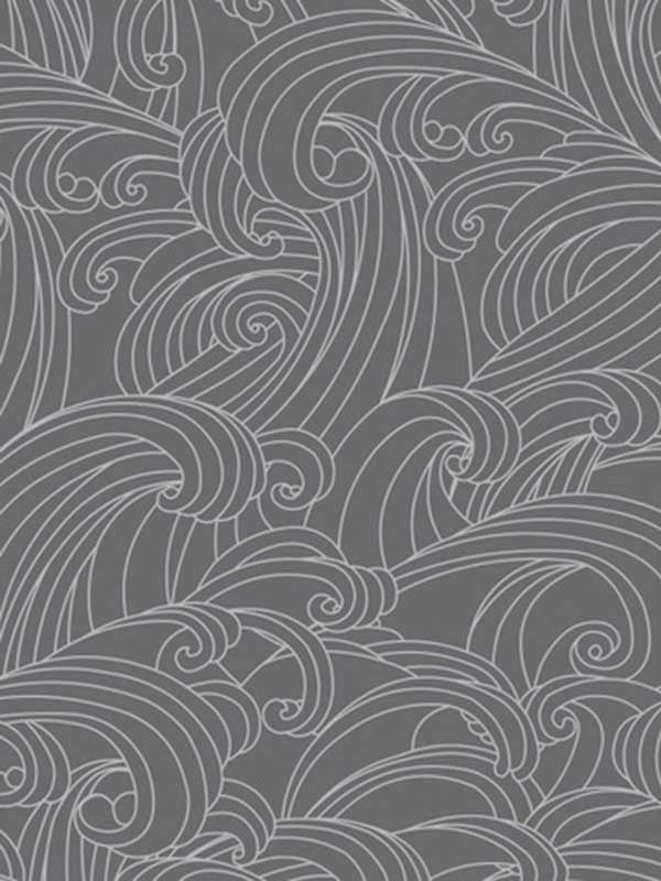 Big Wave fabric in grey color - pattern number VREL09-926 - by Veer Decor in the Elegance collection