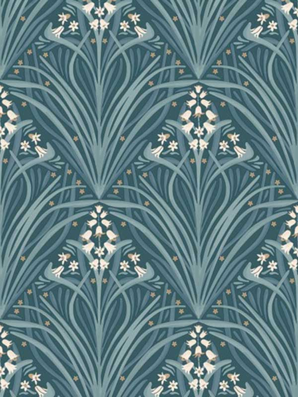 Victorian Bloom fabric in dark green color - pattern number VREL14-166 - by Veer Decor in the Elegance collection