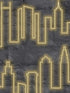 Neon City Skyline fabric in yellow color - pattern number VRLO02-135 - by Veer Decor in the Loft collection