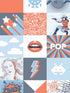 Pop Art Patchwork wallpaper in blue color - pattern number VRKG01-235 - by Veer Decor in the My Kingdom collection