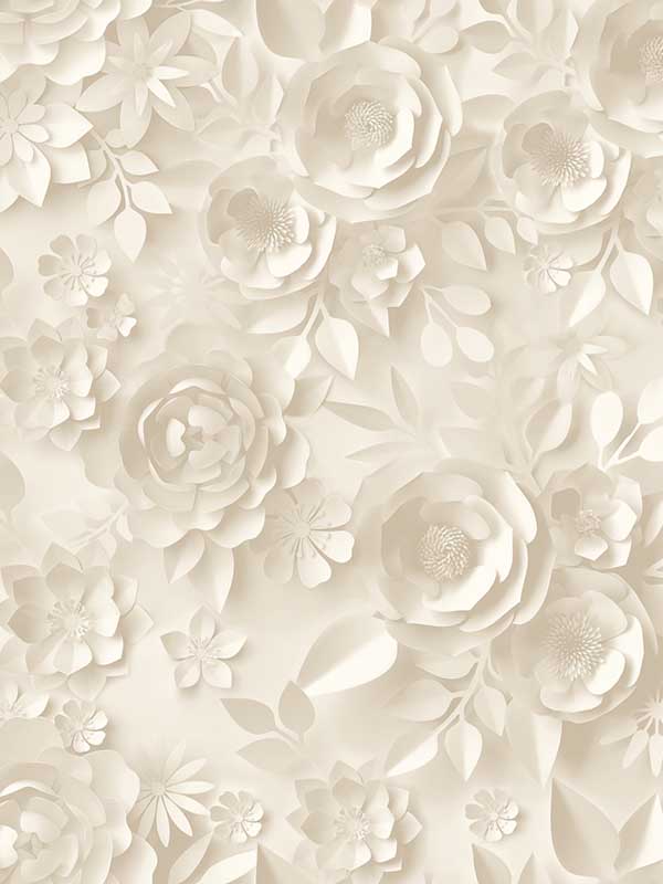 Paper Flowers wallpaper in beige color - pattern number VRKG07-644 - by Veer Decor in the My Kingdom collection