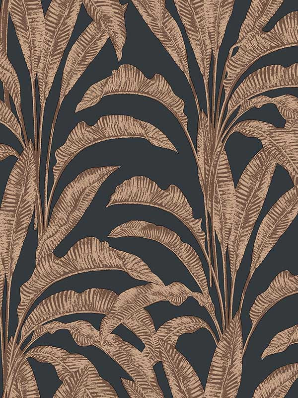 Luxe Tropical Palm wallpaper in orange color - pattern number VRNO05-916 - by Veer Decor in the Nomade collection