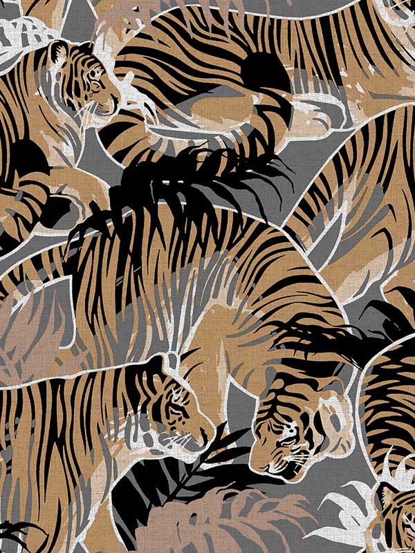 Tiger Squad wallpaper in black color - pattern number VRNO08-596 - by Veer Decor in the Nomade collection