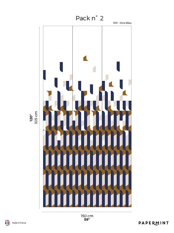 Alma Pack 2 mural in blue color - pattern number 8184-AB2-B - by Veer Decor in the Papermint Wall Murals collection