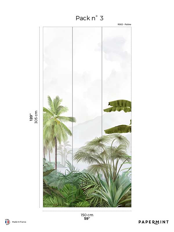 Amazonia Pack 3 mural in green color - pattern number 8184-AC2-C - by Veer Decor in the Papermint Wall Murals collection