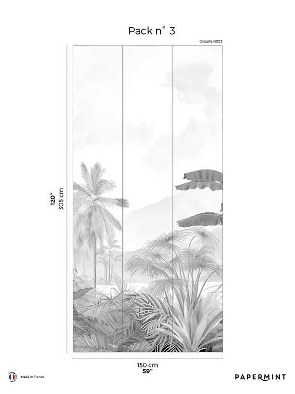Amazonia Pack 3 mural in gray color - pattern number 8184-AC3-C - by Veer Decor in the Papermint Wall Murals collection