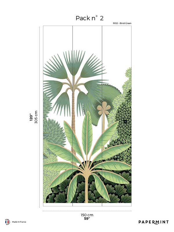 Bengal Pack 2 mural in green color - pattern number 8184-AD1-B - by Veer Decor in the Papermint Wall Murals collection