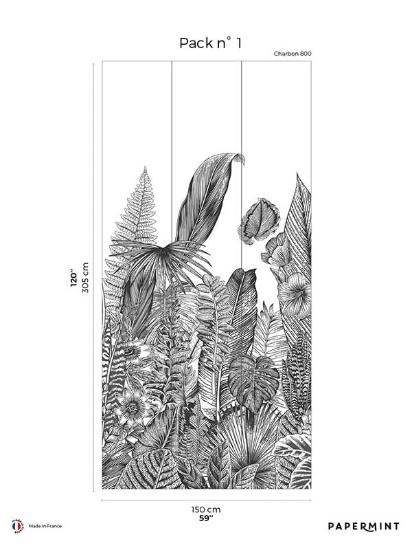 Botanic Pack 1 mural in gray color - pattern number 8184-AH2-A - by Veer Decor in the Papermint Wall Murals collection