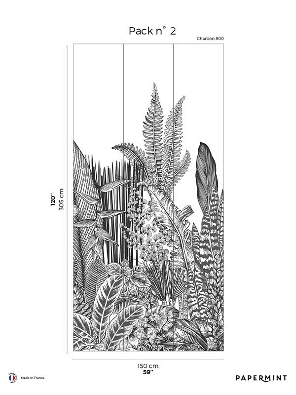 Botanic Pack 2 mural in gray color - pattern number 8184-AH2-B - by Veer Decor in the Papermint Wall Murals collection