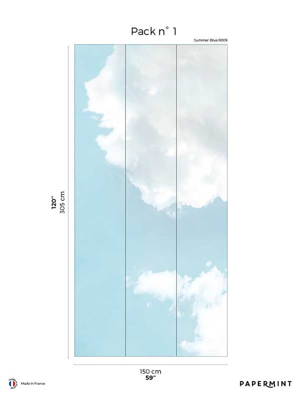 Summer Sky Pack 1 mural in blue color - pattern number 8184-AO1-A - by Veer Decor in the Papermint Wall Murals collection