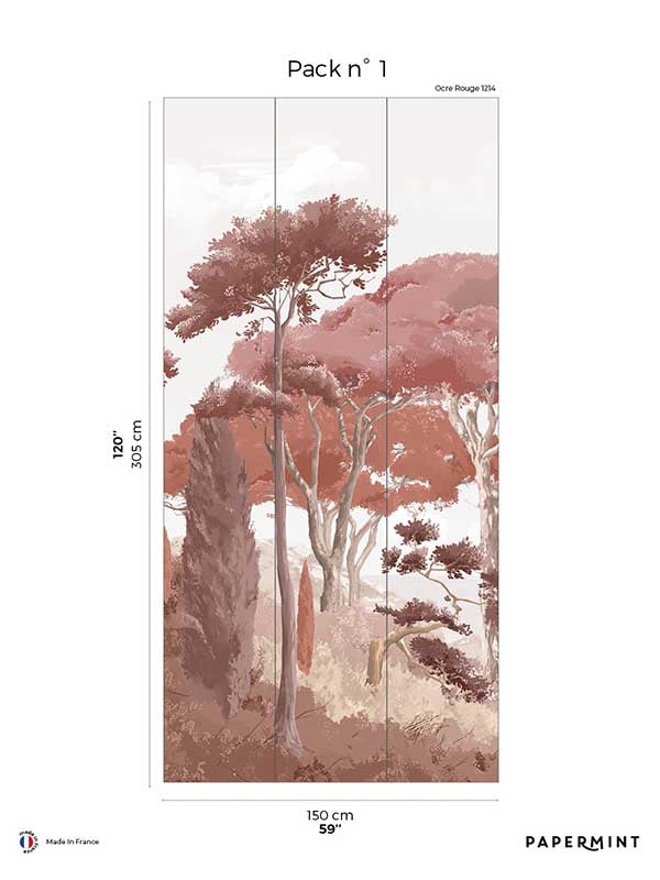 French Riviera Pack 1 mural in red color - pattern number 8184-AQ2-A - by Veer Decor in the Papermint Wall Murals collection