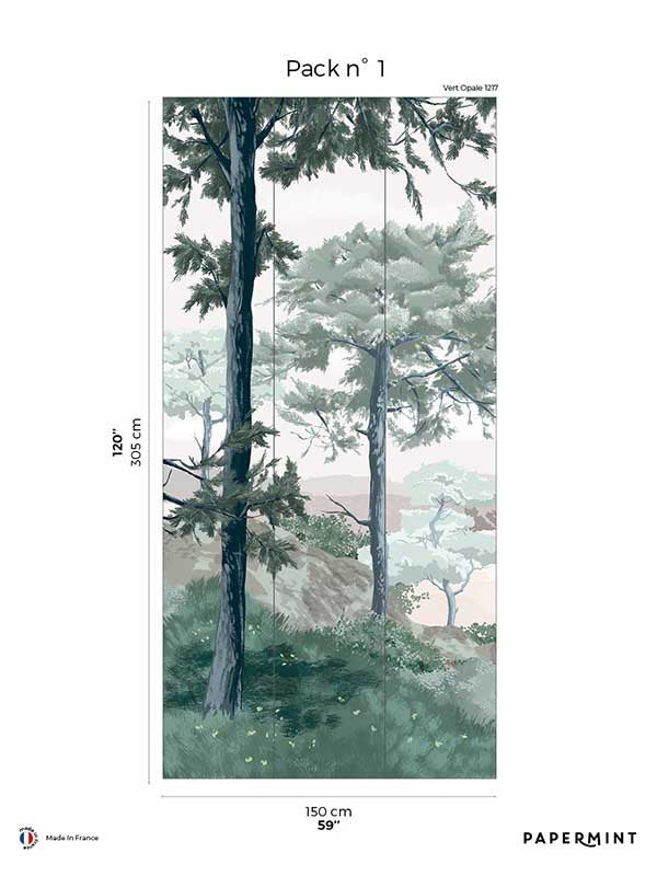 Crozon Pack 1 mural in green color - pattern number 8184-AS1-A - by Veer Decor in the Papermint Wall Murals collection