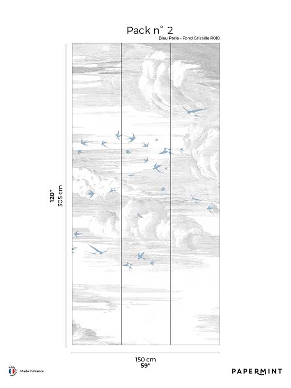 Soaring Pack 2 mural in white color - pattern number 8184-AY2-B - by Veer Decor in the Papermint Wall Murals collection