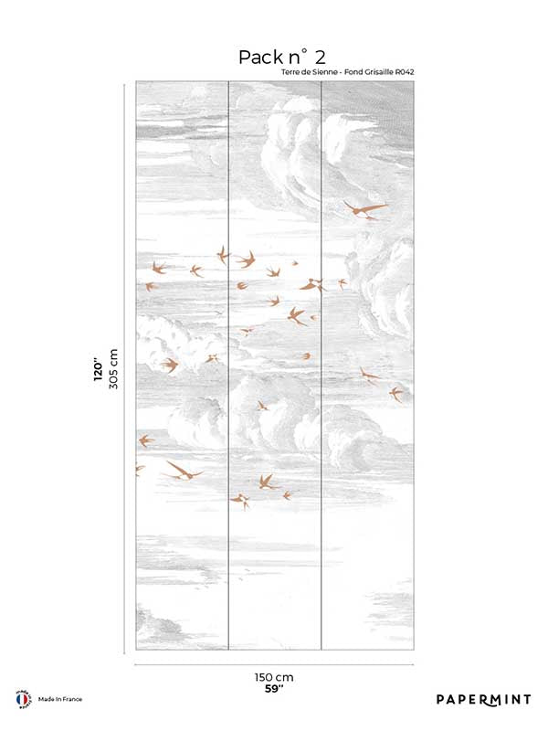 Soaring Pack 2 mural in red color - pattern number 8184-AY3-B - by Veer Decor in the Papermint Wall Murals collection