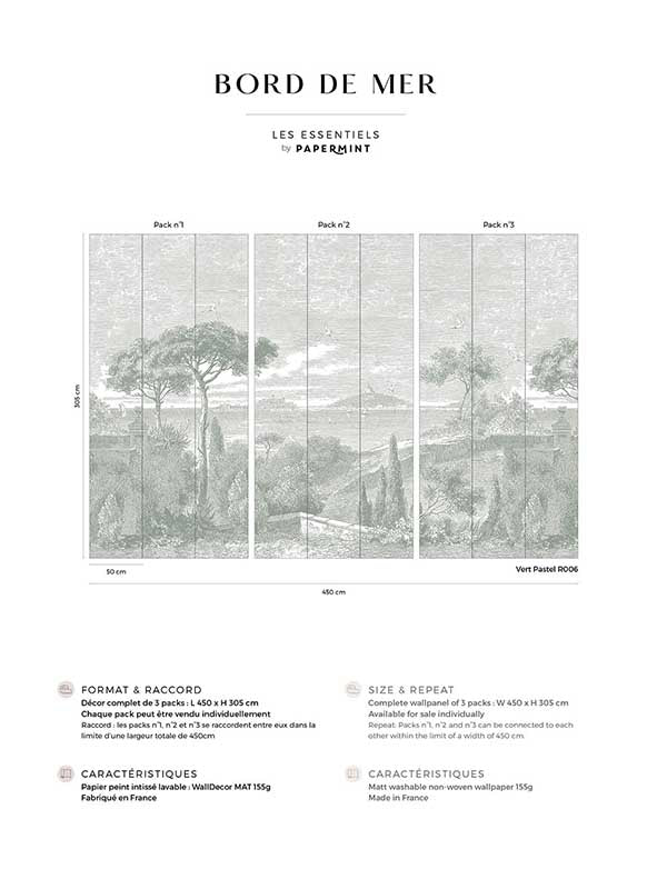 By the Sea Pack 1 2 3 mural in green color - pattern number 8184-BDL-AE3 - by Veer Decor in the Papermint Wall Murals collection