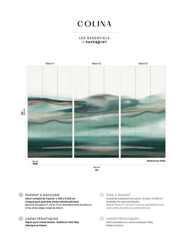 Colina Pack 1 2 3 mural in green color - pattern number 8184-BDL-AP - by Veer Decor in the Papermint Wall Murals collection