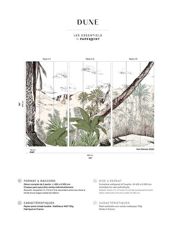 Dune Pack 1 2 3 fabric in green color - pattern number 8184-BDL-AW2 - by Veer Decor in the Papermint Wall Murals collection