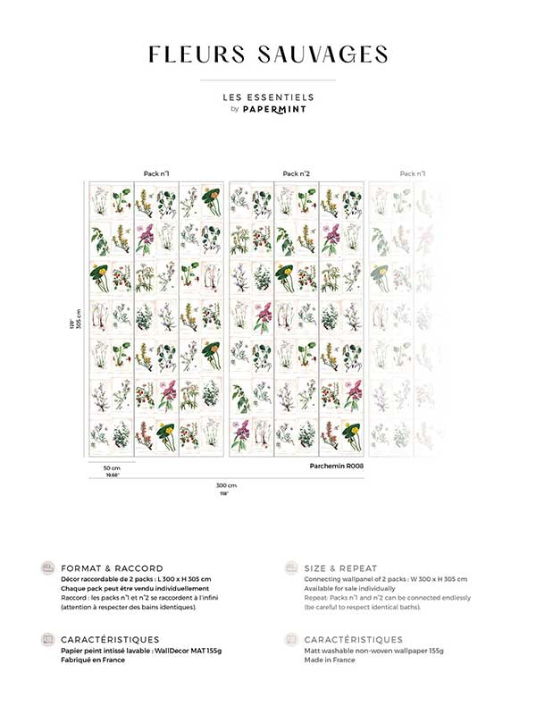 Wild Flowers Pack 1 2 mural in multi color - pattern number 8184-BDL-BB - by Veer Decor in the Papermint Wall Murals collection