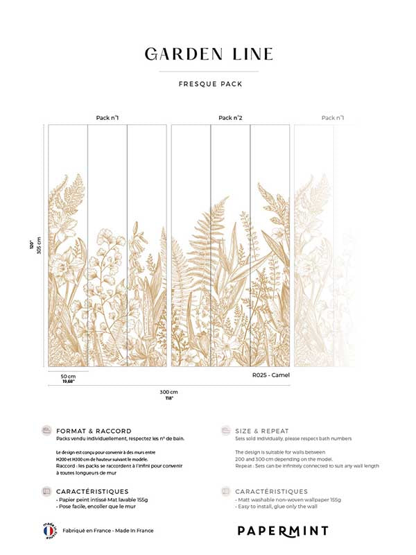 Garden Line Pack 1 2 mural in brown color - pattern number 8184-BDL-BG3 - by Veer Decor in the Papermint Wall Murals collection