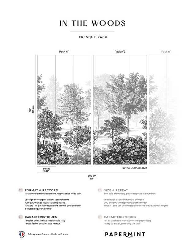 In The Woods Pack 1 2 mural in gray color - pattern number 8184-BDL-BJ - by Veer Decor in the Papermint Wall Murals collection
