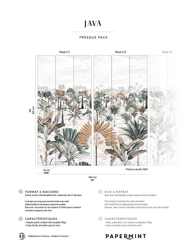 Java Pack 1 2 mural in green color - pattern number 8184-BDL-BM - by Veer Decor in the Papermint Wall Murals collection