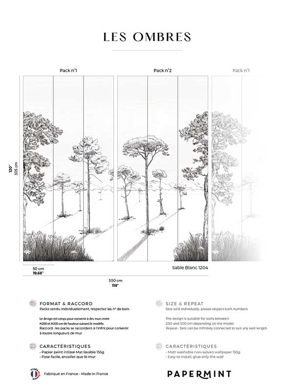 Shadows Pack 1 2 mural in beige color - pattern number 8184-BDL-BS1 - by Veer Decor in the Papermint Wall Murals collection