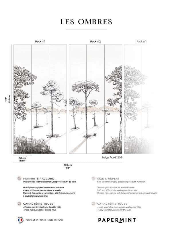 Shadows Pack 1 2 mural in pink color - pattern number 8184-BDL-BS3 - by Veer Decor in the Papermint Wall Murals collection